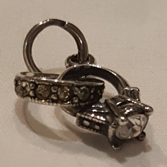 Sterling Silver Bridal Rings Charm Pendent - Picture 1 of 10